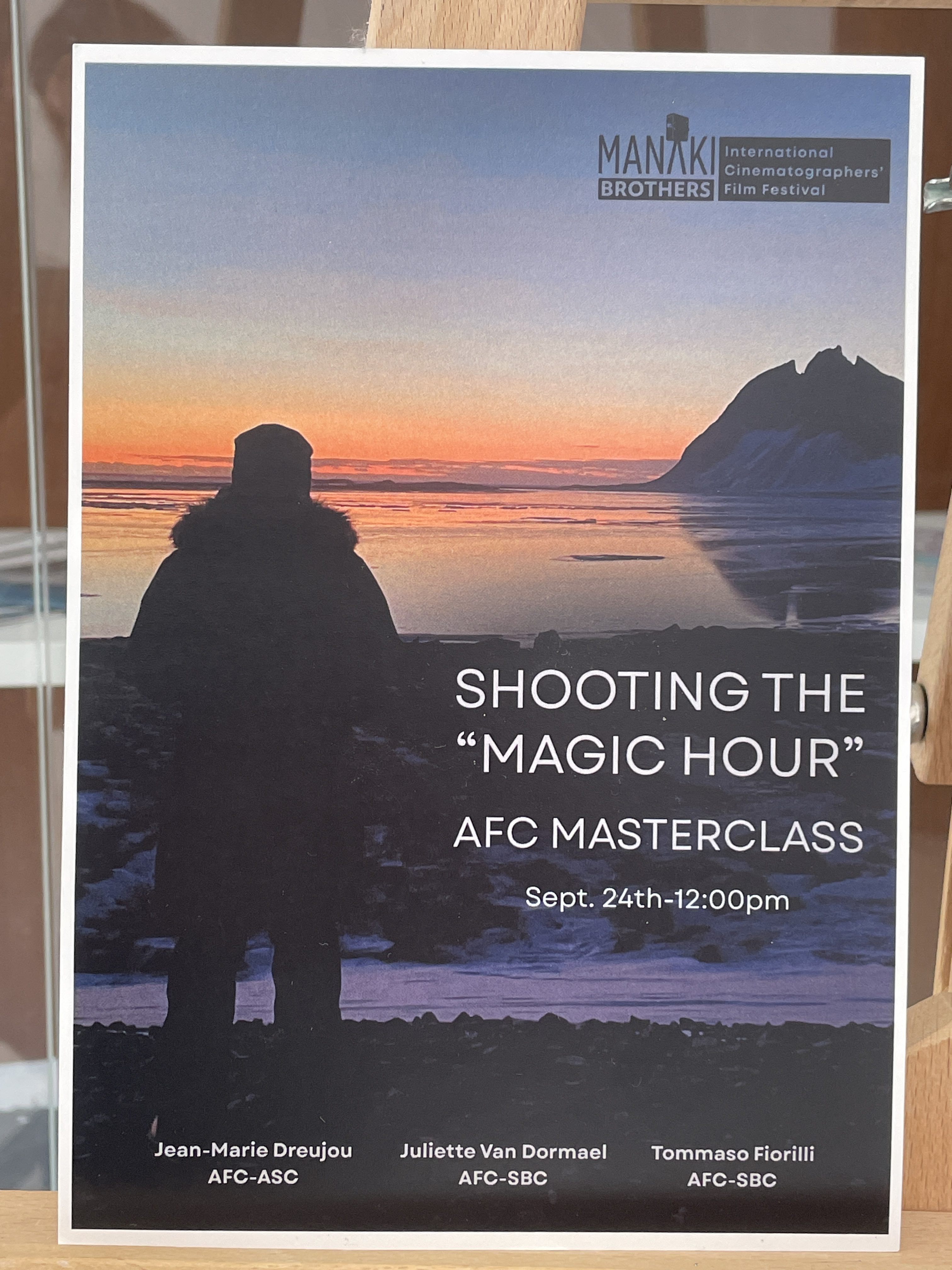 Affiche de la masterclass de l’AFC sur l’heure magique au festival Manaki Brothers