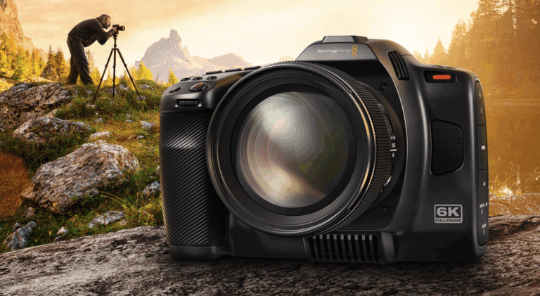Caméra numérique nouvelle génération incluant un capteur 6K plein format avec OLPF, une monture L, une prise en charge des cartes CFexpress, et un enregistrement simultané Blackmagic RAW et proxy H.264 pour des workflows dans le cloud !